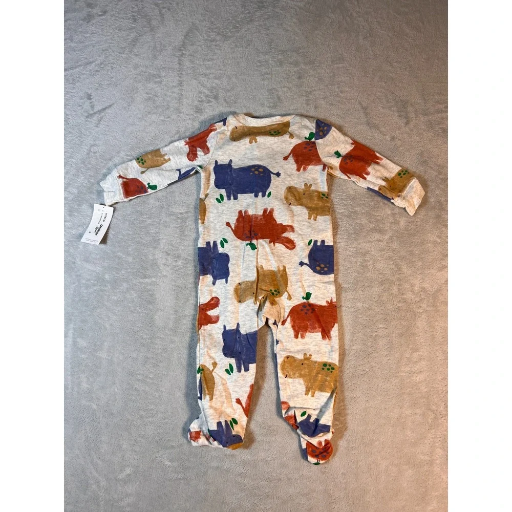9M Carter's Footed Sleep‎ N Play Pajamas  Cotton Hippo Hippopotamus 2 Way Zip